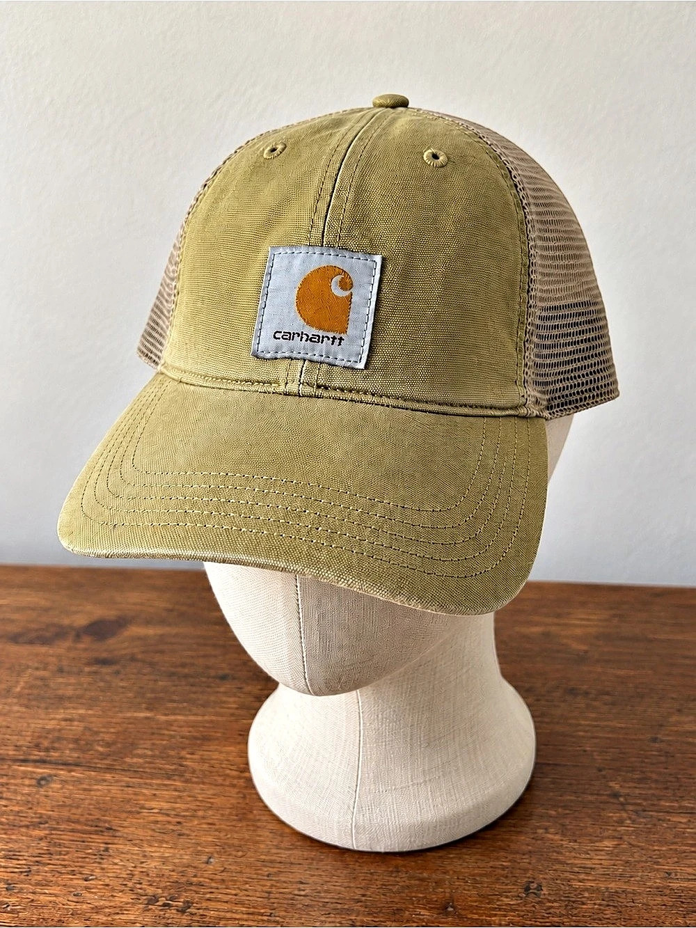 Carhartt Rugged Flex Fit Cap Trucker Hat Green & Beige Like New
